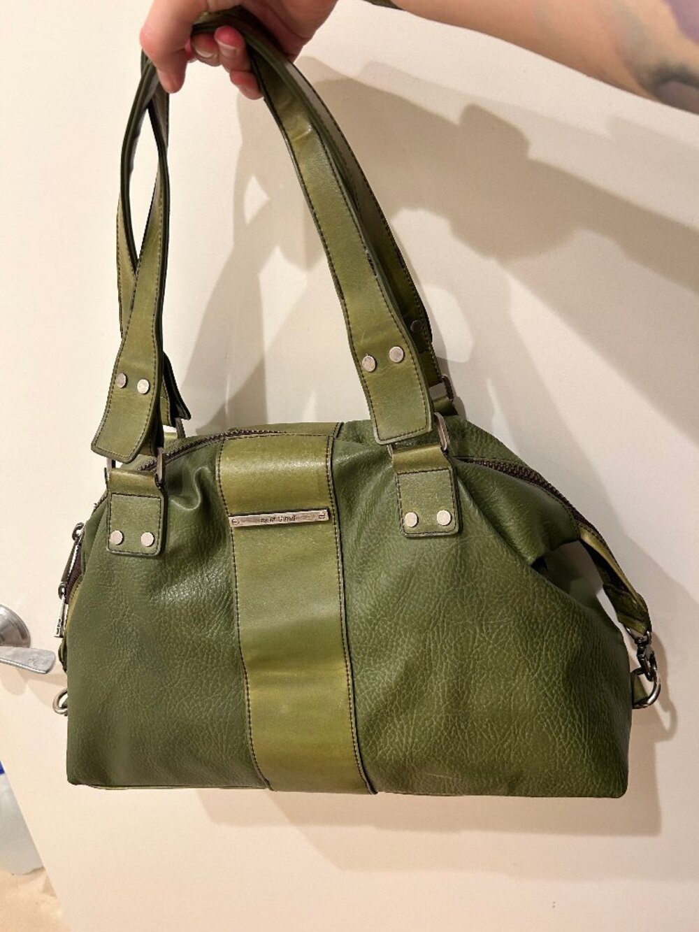 Matt & Nat Slouchy Shoulder Bag Olive Green Vegan Leather